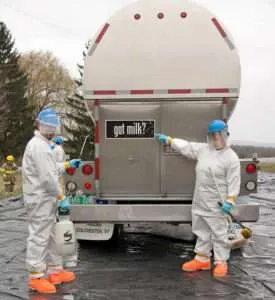 Milk truck being washed